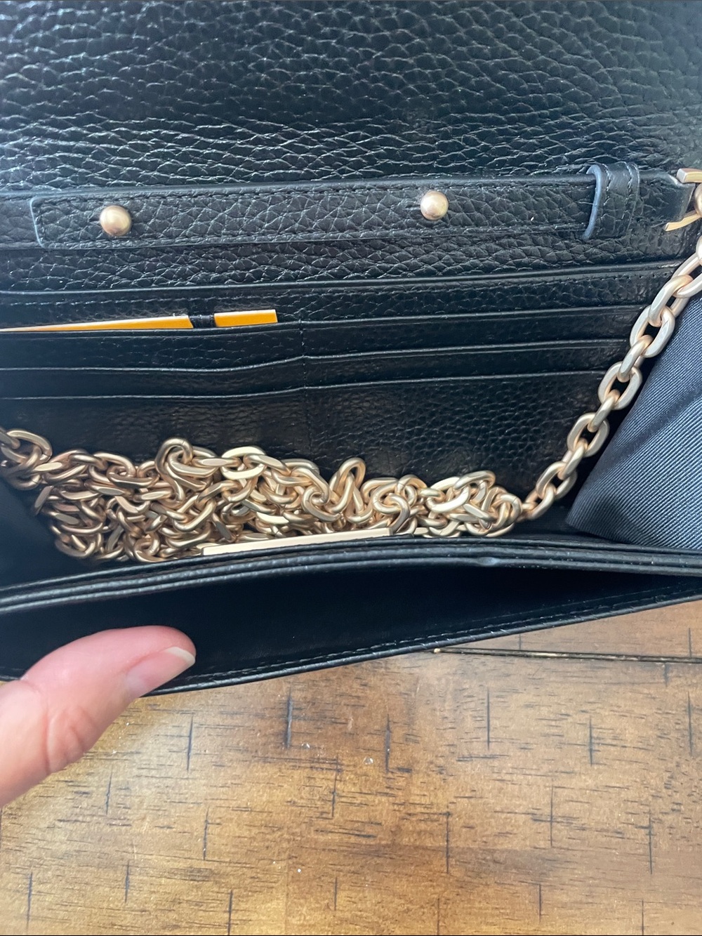 Valentino Black Pebbled Wallet with Studded Logo - Picture 4 of 7